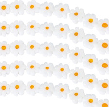 Daisy Glass Beads 60 Pcs Handmade White Daisy Flower Beads Flat Small Flower Loo