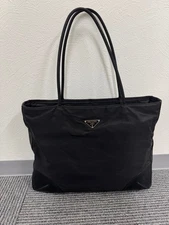 PRADA Tessuto Nylon Tote Bag Black Silver Logo Made in Italy Authentic