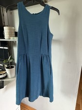 Madewell Blue Sleeveless Knit Fit & Flare Dress Scoop Neck Zip Pockets XS