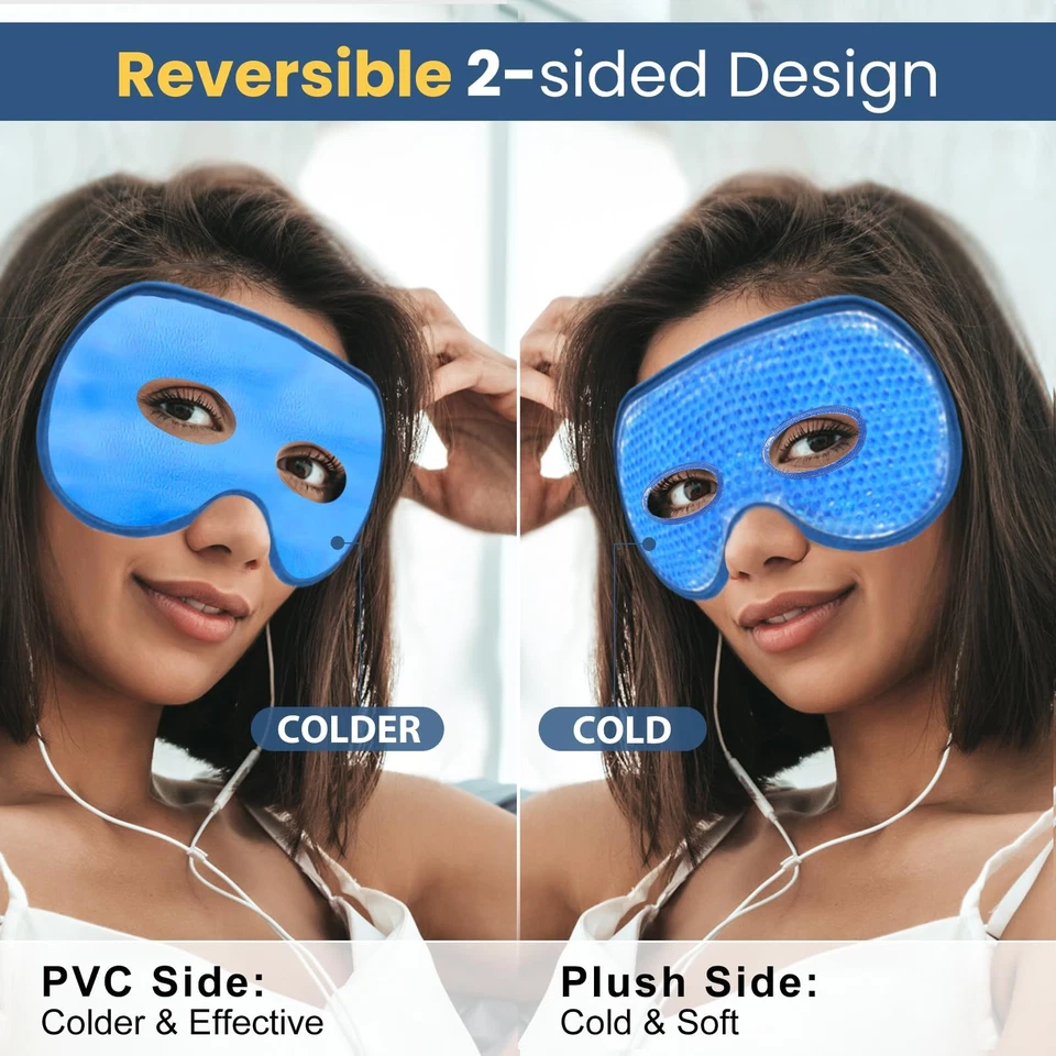 Gel Eye Mask, 2 Pack XL Jumbo Size Cooling Ice Masks for Puffy Eyes for Men &... - Image 4 of 4