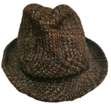 1960's Dunn Co Great Britain Fedora Hat Harris Tweed Woven 100 Wool Size 6 3/4