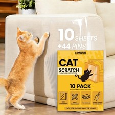 Cat Scratch Furniture Protector-10 Pack Adhesive Couch Protector from Cat Cla...