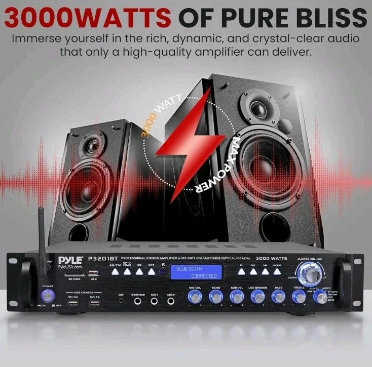 Pyle Multi Channel Bluetooth Preamplifier Receiver, Pro Audio, 3000 Watt P3201BT - Image 2 of 4