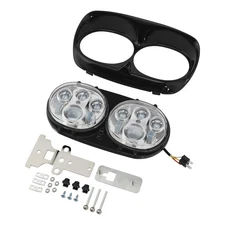 Fit For Harley Road Glide 98-13 LED Front Dual Headlight Head Light Lamp