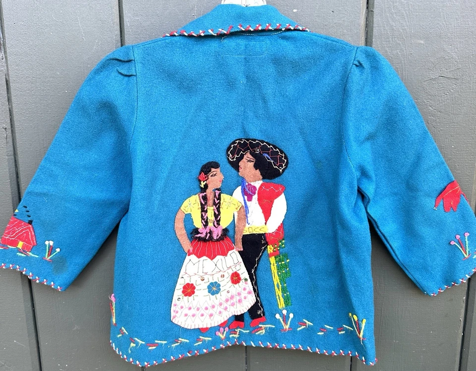 Vintage Sanchez Mexican Child’s Wool Felt Jacket Embroidered Tourist Coat - Image 4 of 4