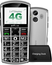 artfone A400 Silver Big Button Cell Phone for Seniors 4G LTE Unlocked