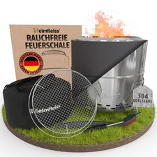 Feuer-Schale Rauchfrei für den Garten Korb-Tonne-Stelle Funkenschutz Edelstahl