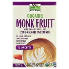 Organic Monk Fruit, Zero-Calorie Sweetener, 70 Packets, 0.035 oz 1 g Each