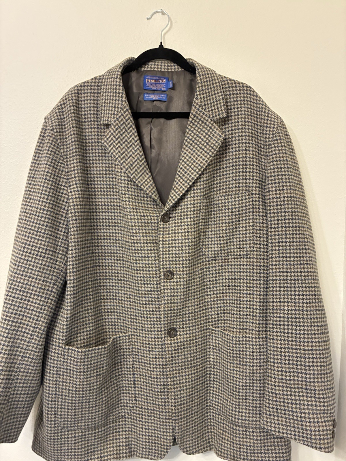 Pendleton Houndstooth Check Wool Jacket Coat Blaz… - image 3