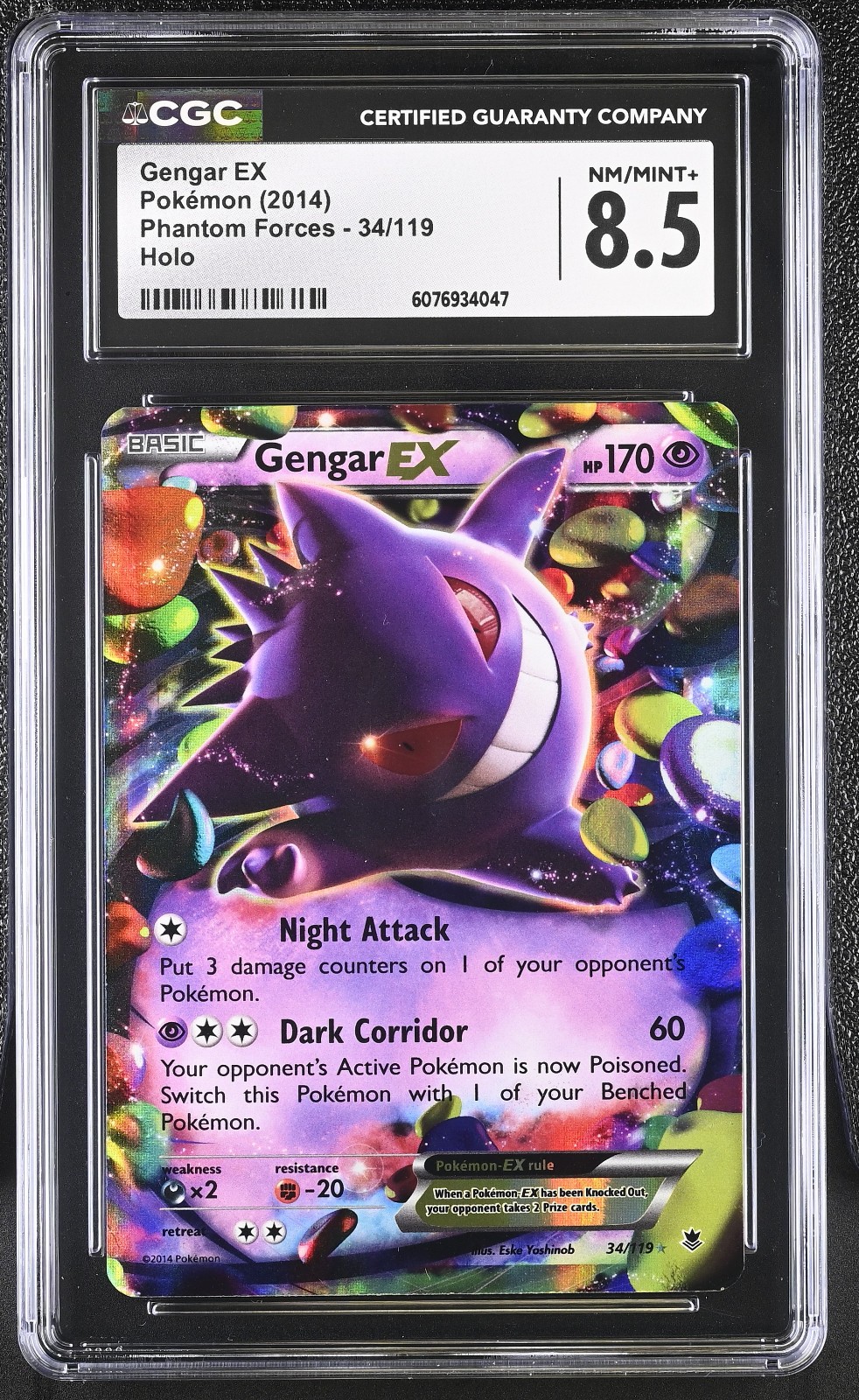 2014 POKEMON PHANTOM FORCES GENGAR EX #34 CGC 8.5 NEAR MINT #6076934047