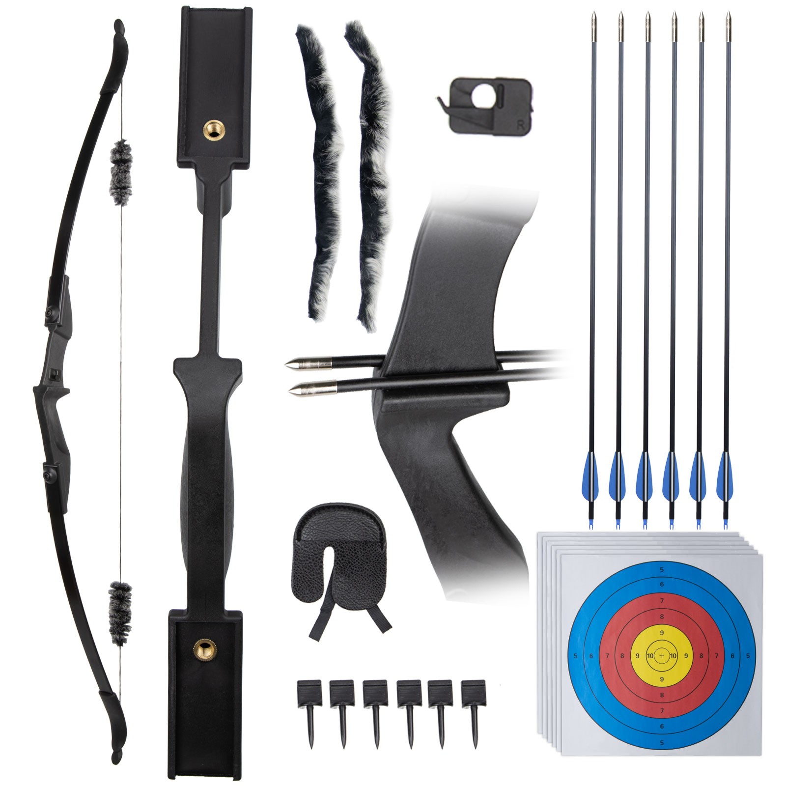 Juego de arco recurvo y flechas de 53 pulgadas para adolescentes, diestros y zurdos