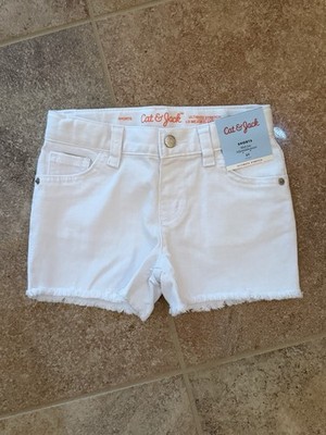 Cat & Jack Toddler Girl's White Mid rise Adjustable Waist Denim Shorts Sz 5T NWT