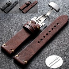 Vintage Stitching Leather Watch Band 20mm 22m...