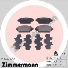 ZIMMERMANN Bremsbelagsatz Scheibenbremse 23094.165.1 für ALMERA TINO PRIMERA P12