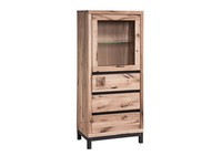 Vitrine GlatstüRe Glaseinlegeboden Wildeiche Massiv GeöLt Wuchsrisse Highboard