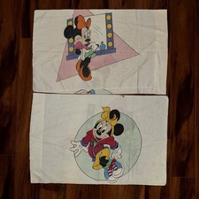 Vintage 80s 90s Minnie Mouse Pillowcase Pair Disney Vanity Yellow Bow 20x30