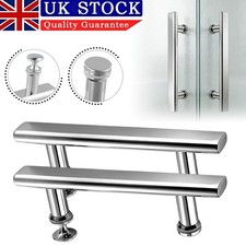 2PCS Rounded Stainless Steel Shower Door Handle 145mm Hole Bathroom Door Handle