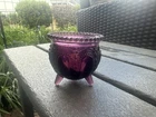 RARE VTG Degenhart Amethyst  Glass Gypsy Pot Cauldron Toothpick Holder