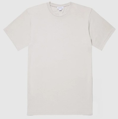 Sunspel - Tee Hemd Riviera Ärmel Kurz Baumwolle Kitt Putty Größe L - Neu