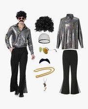 Męski kostium Disco Guy dla dorosłych z lat 70., rozmiar Medium Boy Band Med