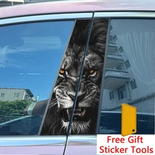 2pcs Cool Angry Lion Car Door B Pillar Decals Center Column Sticker