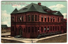 First Library Andrew Carnegie Donated Steel Works Pennsylvania Postcard