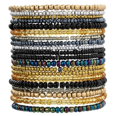 Stretchable Vintage Ethnic Beaded Bracelet Multicolor Jewelry Set Present