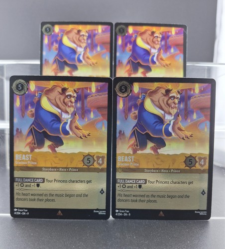 Disney Lorcana Beast - Gracious Prince 4/204 Fabled Rare Foil 4 Cards