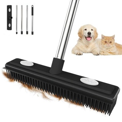Thamtu Pet Hair Remover Carpet Rake Reusable Rubber Broom with Squeegee for B 