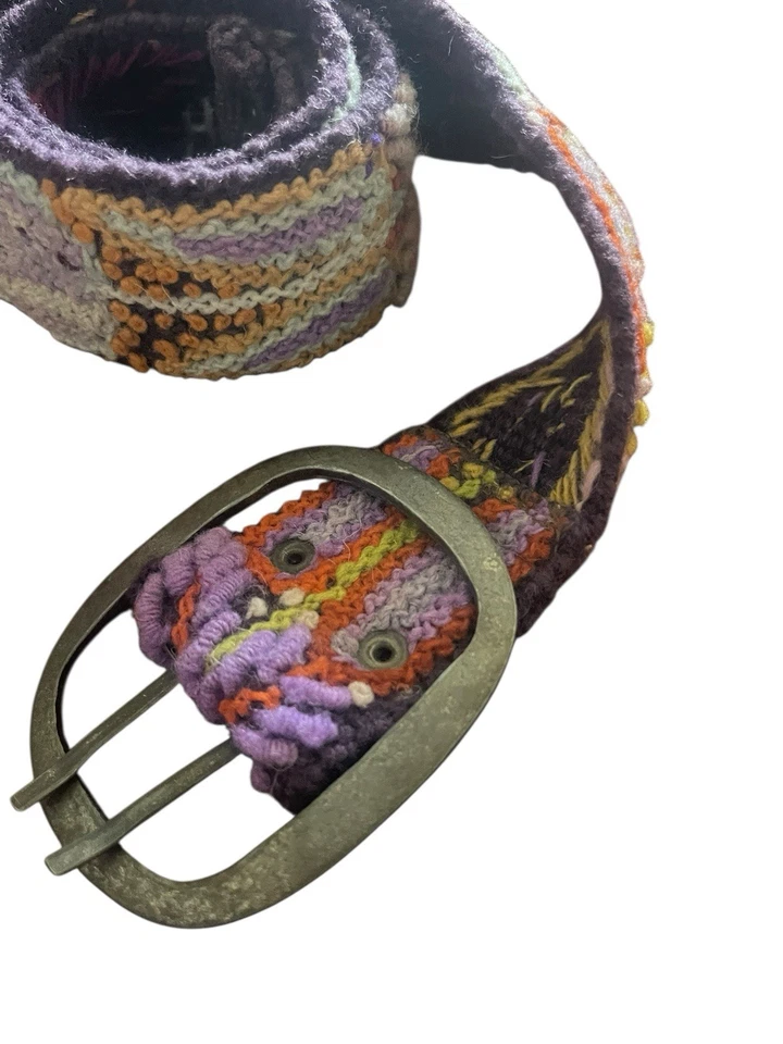 Cinturón de Lana Jenny Krauss Verde Oscuro Multicolor Floral Bordado Talla L Foto 3 de 4