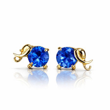 14k Yellow Gold Elephant Birthstone Screw Back Earring