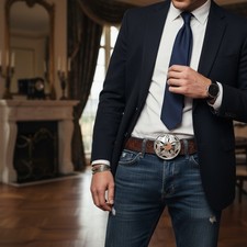 NEW Men Women Silver Metal Fashion Buckle USA Flag Spinning United State America