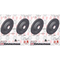 2X Zimmermann Bremsscheiben Hinten 330Mm Geschlitzt InnenbelÜFtet Passend FÜR