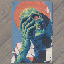 STICKER Skull Skeleton Hand Face Halo Surreal Pop Colorful Blue Red Modern