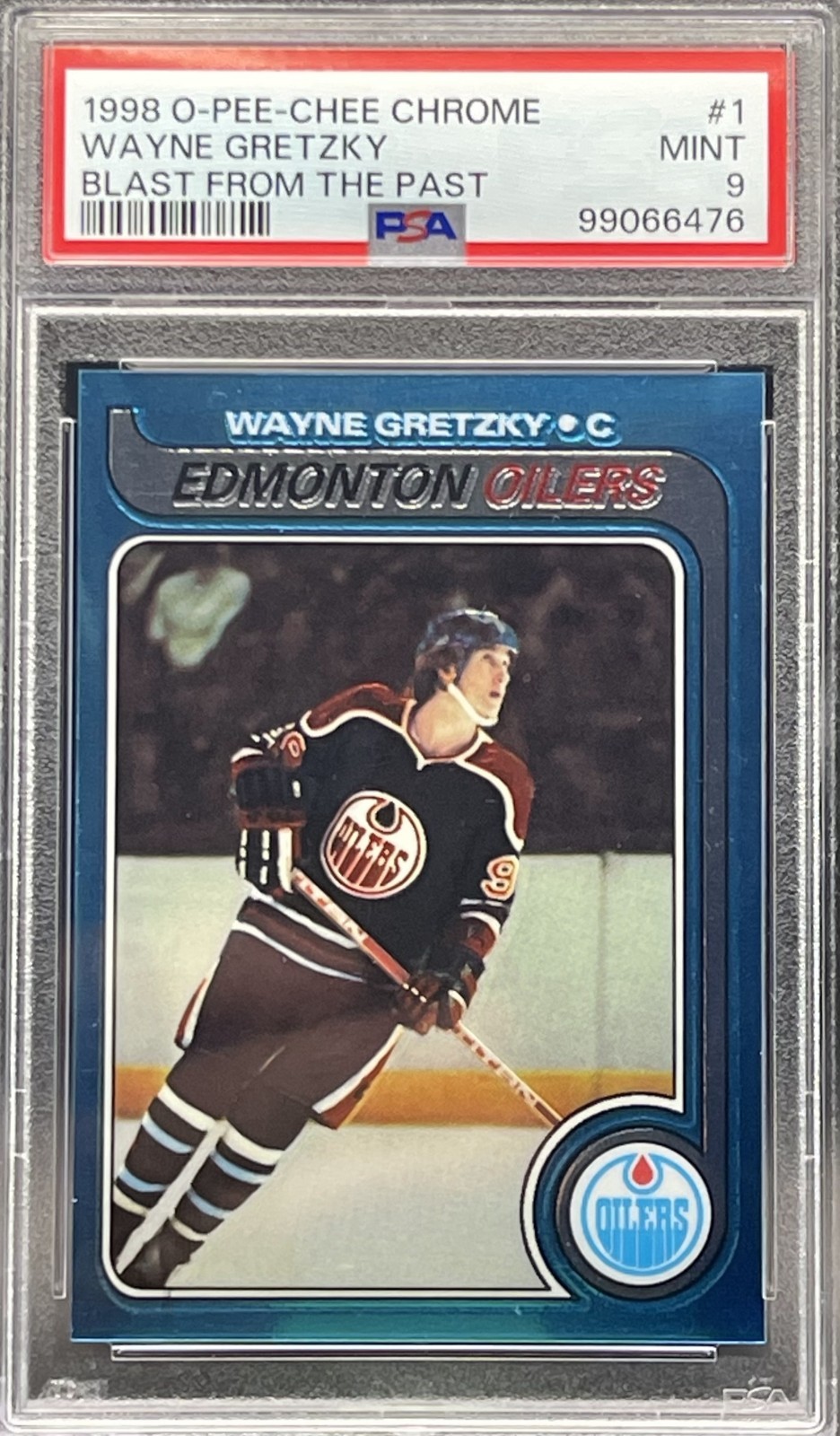 1998 O-Pee-Chee Chrome WAYNE GRETZKY Blast from the Past Rookie Reprint (PSA 9) view 1