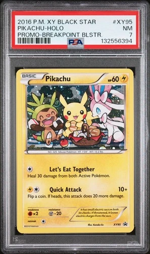 🌀 Pokemon 2016 Pikachu XY95 Holo Swirl XY Black Star Promo Breakpoint PSA 7 🌀