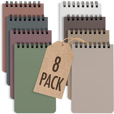 Aesthetic Pocket Notebooks Set of 8 - Small 3X5 Spiral Notepads with Lined Pages