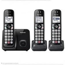 Panasonic Cordless Phone System Expandable Call Blocking 3 Handsets KX-TGD813B