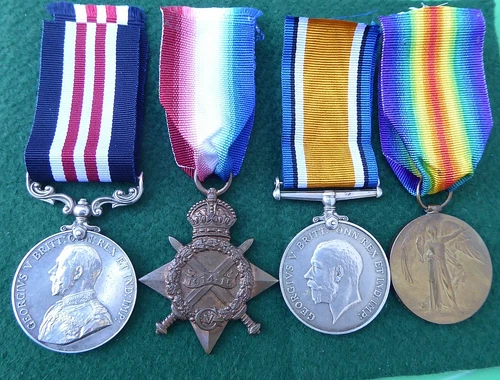 WW1 1914/15 MILITARY MEDAL AND TRIO MEDAL GROUP ROYAL GARRISON ARTILLERY