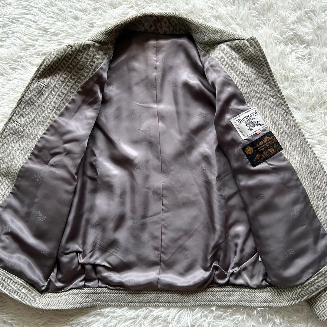 Burberry wool jacket herringbone pattern gray siz… - image 24
