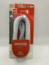 RCA 25' Foot Telephone Handset Coil Phone Cord White Home Office New IOB