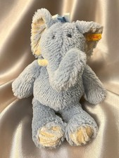 Steiff Blue Plush Elephant Earz Soft Cuddly Friends 12  Ear Button Tags