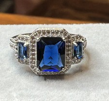 DARK BLUE SAPPHIRE RING - 10X8mm Or 3.0ctw - ...