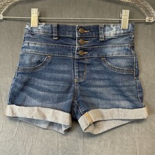 Jordache Shorts Girls Size 7 Denim Micro Mini Adjustable Waist High Waist 70's