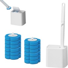 Disposable Toilet Brush With 12 Ocean Scent Replacement Heads 1 Storage Barrel