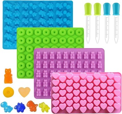 Gummibärchen Formen Silikon Süßigkeiten Schokolade Gelee Dinosaurier 4er-Pack