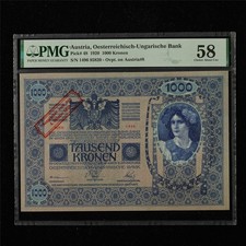 1920 Austria Oesterreichisch-Ungarische Bank 1000 Kronen Pick#48 PMG 58 UNC