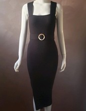 BNWT Fresh Soul Ribbed Knit Side Slit Belt Midi Dress XS