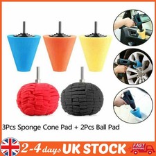 5x Car Polisher Buffing Cone Head Pads Polishing Ball Drill Set for Wheel Corner