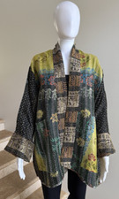 100 Silk Reversible Kantha Jacket, One Size